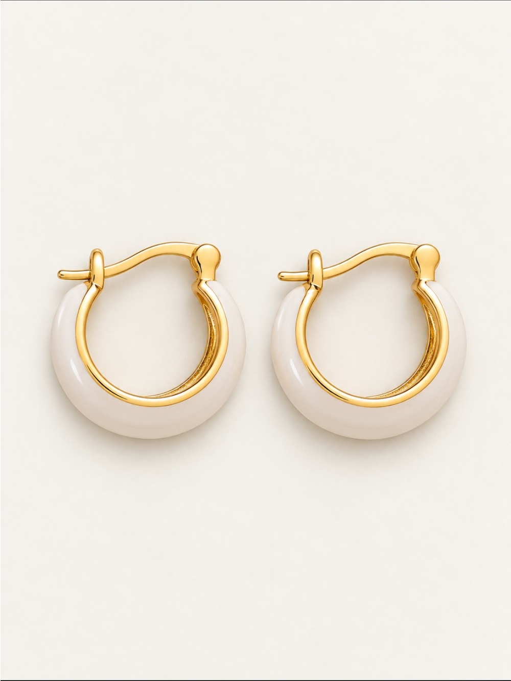 New! Ivory Gold Huggie Hoop Earrings NWOT